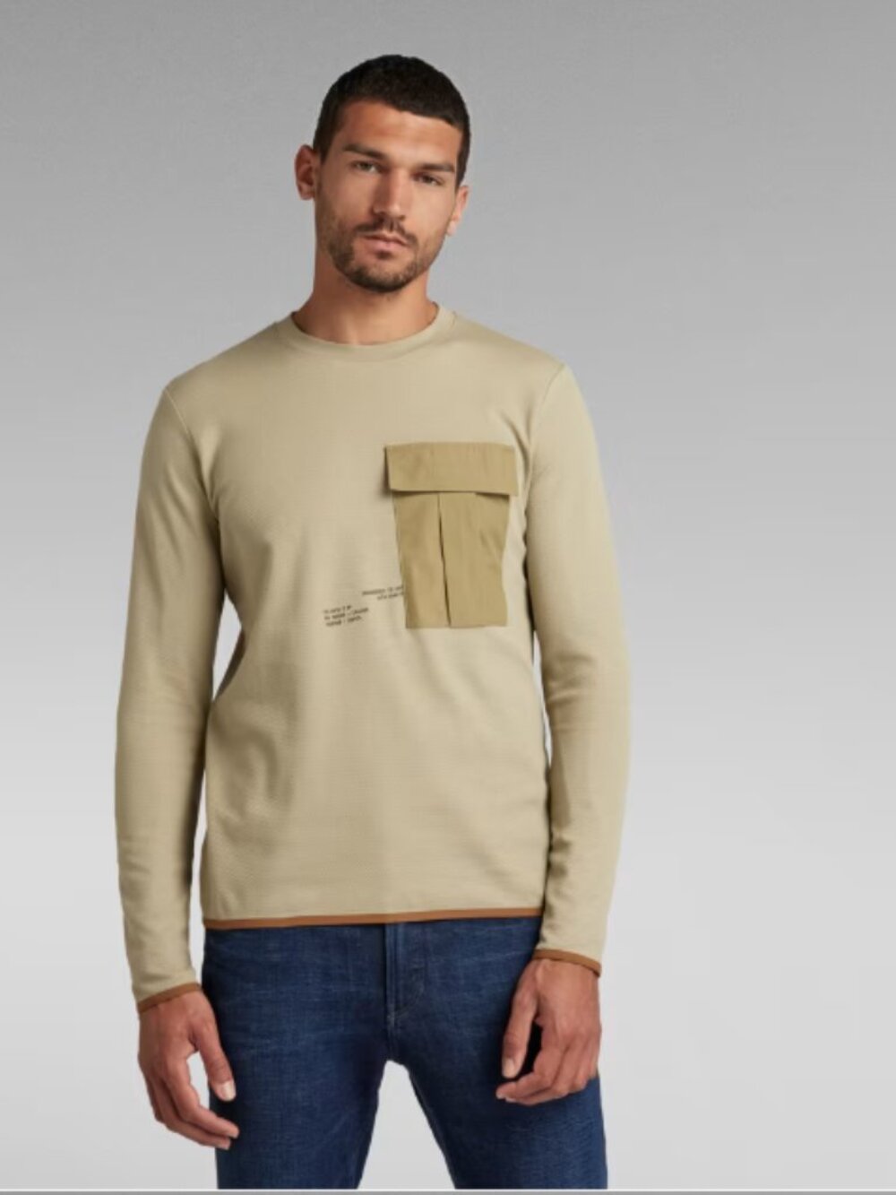 G-Star RAW Men's XL Tweeter Slanted Pocket long sleeve T-shirt Sweater light mos